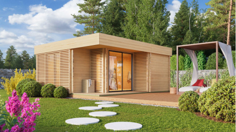 Nordic sauna house with a spacious lounge GIOCOSO 70 | 6 x 5.4 m (19'8'' x 17'8'') 70 mm