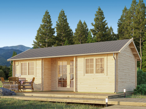 Log cabin for family retreat WALLIS 70 | 8.1 x 4.6 m (26'7'' x 14'11'') 70 mm